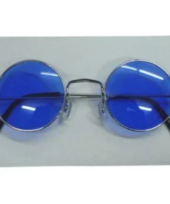 Carnival Products Hippie Blue Round Glasses Rock Star Costume Sunglasses Womens