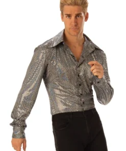 Rubie's Boogie Man Silver Sequin Disco Shirt