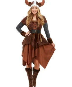 Smiffys Womens Brown Viking Barbarian Women's Costume