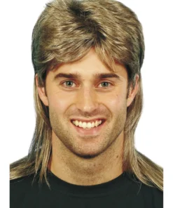 Smiffy's Mens Mullet Brown With Blonde Highlights Wig