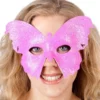 Tomfoolery Butterfly Masquerade Mask Fluro Pink Glitter Costume Accessory Womens
