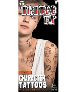 Tinsley Transfers Hipster Stick & Poke Style Temporary Face Tattoo Mens