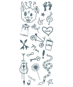 Tinsley Transfers Hipster Stick & Poke Style Temporary Face Tattoo Mens