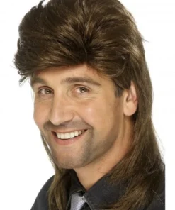 Smiffy's Mullet Classic 80s Brown Wig