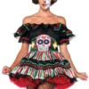 Leg Avenue Womens Day Of The Dead Doll Mexican Sugar Skull Halloween Costume