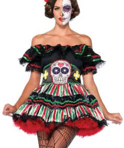 Leg Avenue Womens Day Of The Dead Doll Mexican Sugar Skull Halloween Costume