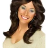 Smiffy's Farrah Flick 70s Disco Layered Wavy Brown Wig 2 Smiffy's Farrah Flick 70s Disco Layered Wavy Brown Wig