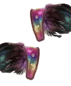 Sweidas Womens Feather Rainbow Epaulettes