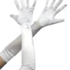 Carnival Products Flapper Long White Satin Lycra Stretch Deluxe Gloves