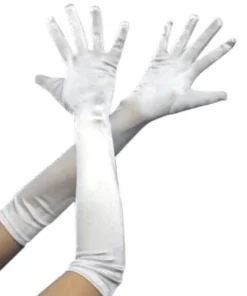 Carnival Products Flapper Long White Satin Lycra Stretch Deluxe Gloves