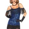 Leg Avenue Womens Gatsby Flapper Blue Sequin Fringed 1920s Costume