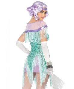 Leg Avenue Foxtrot Flirt Gatsby 1920's Women's Aqua Flapper Fancy Dress Hire Costume Womens