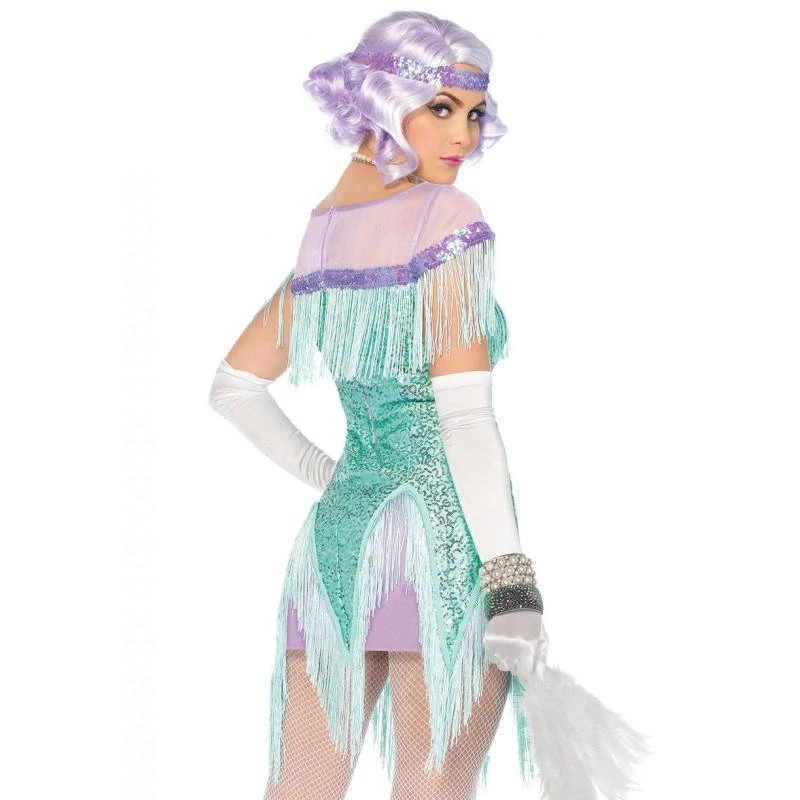 Leg Avenue Foxtrot Flirt Gatsby 1920's Women's Aqua Flapper Fancy Dress Hire Costume Womens