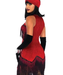Leg Avenue Womens Gatsby Girl 1920s Burgundy Sequin Fringed Flapper Costume
