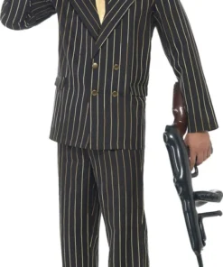 Smiffy's Pin Striped Gold 1920's Gatsby Gangster Mens 20s Costume