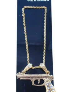Carnival Products Pistol Gold Pimp Bling Costume Necklace