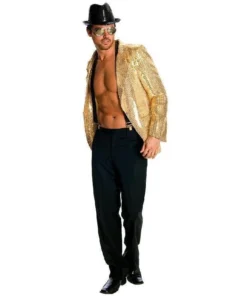 Rubie's Mens Disco Gold Sequin Bling Popstar Jacket