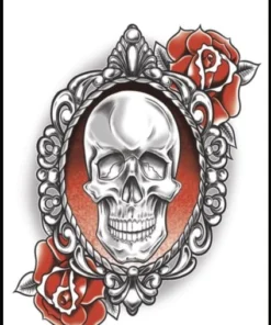 Tinsley Transfers Gothic Skull And Roses Temporary Tattoo Womens