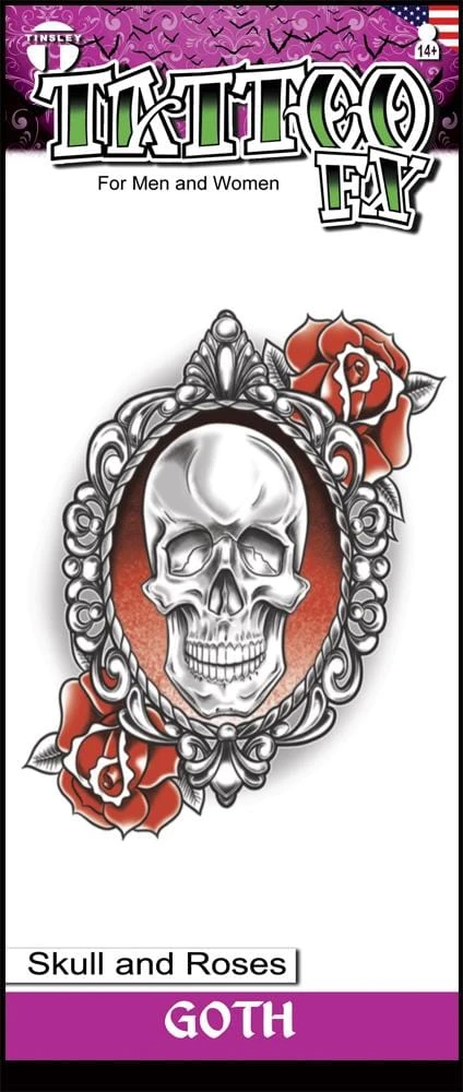 Tinsley Transfers Gothic Skull And Roses Temporary Tattoo Womens 4 Tinsley Transfers Gothic Skull And Roses Temporary Tattoo Womens