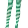 Music Legs Green And White Striped Stay-up Thigh High Stockings Womens