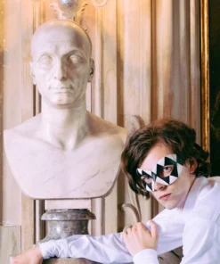 Carta Alta Mens Harlequin Black And White Venetian Masquerade Mask 7 Carta Alta Mens Harlequin Black And White Venetian Masquerade Mask