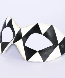 Carta Alta Mens Harlequin Black And White Venetian Masquerade Mask