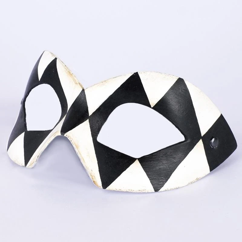 Carta Alta Mens Harlequin Black And White Venetian Masquerade Mask 4 Carta Alta Mens Harlequin Black And White Venetian Masquerade Mask