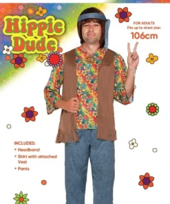 Tomfoolery Mens Hippie Dude 60's Costume For Men