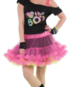 Amscan Womens I Love The 80s Black T-Shirt Ladies Fancy Dress Costume Top