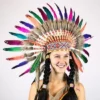 Interalia Native American Indian Rainbow Feather Headdress Womens