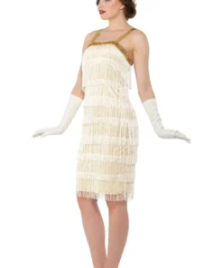Karnival Costumes Womens 1920s Ivory Flapper Costume For Women