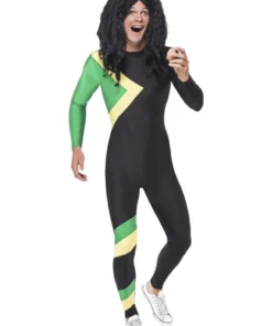 Smiffy's Jamaican Hero Winter Bobsled Team Uniform Jumpsuit Costume Mens