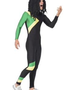 Smiffy's Jamaican Hero Winter Bobsled Team Uniform Jumpsuit Costume Mens