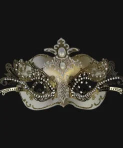 Carta Alta Extravaganza Ladies White Deluxe Mask Venetian Masquerade Womens