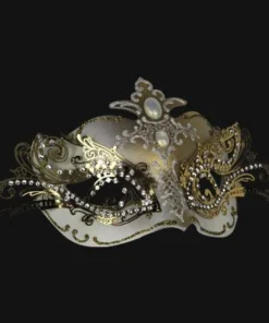 Carta Alta Extravaganza Ladies White Deluxe Mask Venetian Masquerade Womens