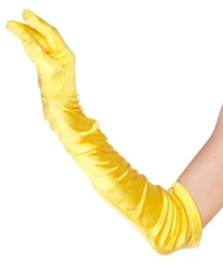 Leg Avenue Extra Long Satin Gloves Yellow Womens