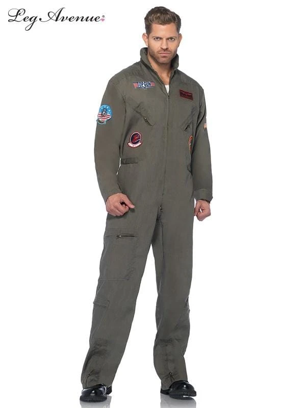 Leg Avenue Mens Top Gun Adult Flight Suit Maverick Goose Plus Size Hire Costume 3 Leg Avenue Mens Top Gun Adult Flight Suit Maverick Goose Plus Size Hire Costume