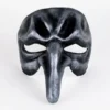 Carta Alta Long Nosed Masquerade Mask Silver & Black Coloured Male Venetian