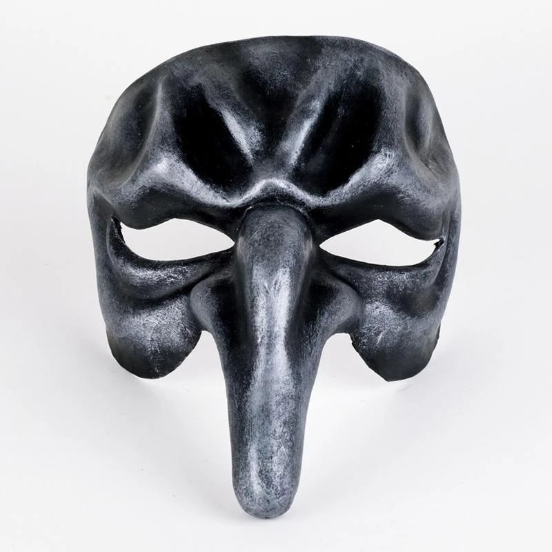 Carta Alta Long Nosed Masquerade Mask Silver & Black Coloured Male Venetian 3 Carta Alta Long Nosed Masquerade Mask Silver & Black Coloured Male Venetian