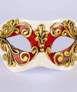 Carta Alta Masquerade White Red And Gold Mask Womens