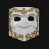Carta Alta Mask Men's Venetian White & Gold Baroque Masquerade