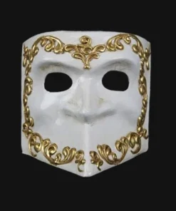 Carta Alta Mask Men's Venetian White & Gold Baroque Masquerade