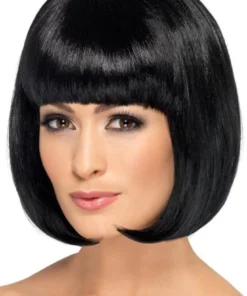 Smiffy's Mia Pulp Movie Long Bob Wig Black Fancy Dress Costume Hair