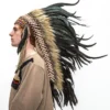 Interalia Womens Indian Headdress Long Black Cock Feather Native American Chief War Bonnet
