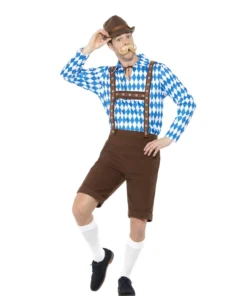 Smiffy's Mens Beer Man Oktoberfest Bavarian Brown Short Lederhosen Costume