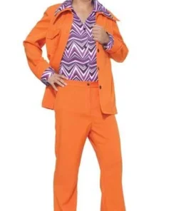 Tomfoolery Mens Orange Disco Suit
