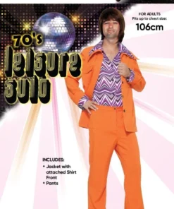 Tomfoolery Mens Orange Disco Suit