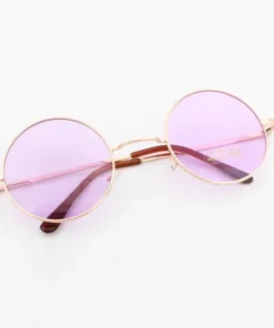 Sweidas Hippie Pink Round Glasses Rock Star Costume Sunglasses Womens