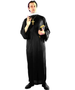 Sweidas Priest Costume Preacher Robe Vicar Mens Religious Church Fancy Dress
