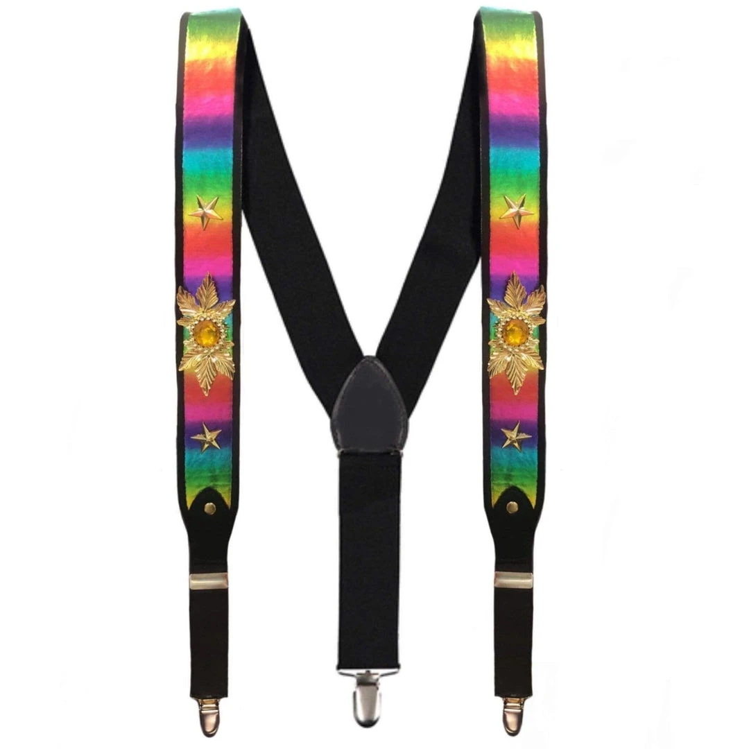Sweidas Mardi Gras Rainbow Bling Braces Womens 3 Sweidas Mardi Gras Rainbow Bling Braces Womens